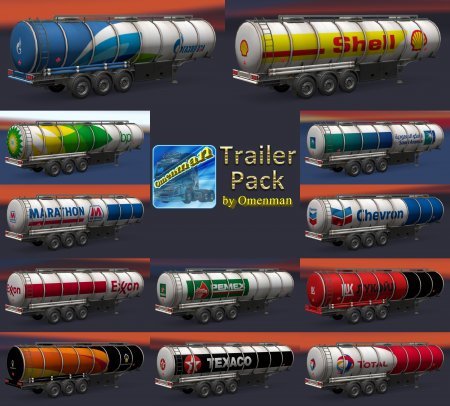Скачать мод пак прицепов Trailer Pack by Omenman v.1.15.00 для Euro Truck Simulator 2 v. 1.28-1.30
