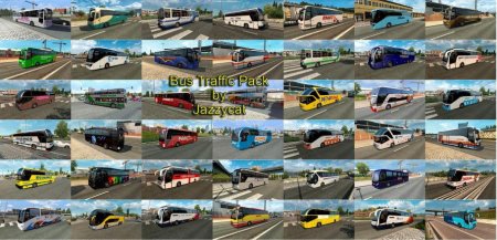 Скачать мод пак автобусов Bus Traffic Pack версия 5.8 для Euro Truck Simulator 2 v. 1.30-1.33