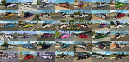 Скачать мод пак автобусов Bus Traffic Pack версия 5.8 для Euro Truck Simulator 2 v. 1.30-1.33
